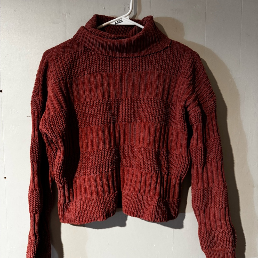 Poof! Burgundy Cowl Neck Sweater